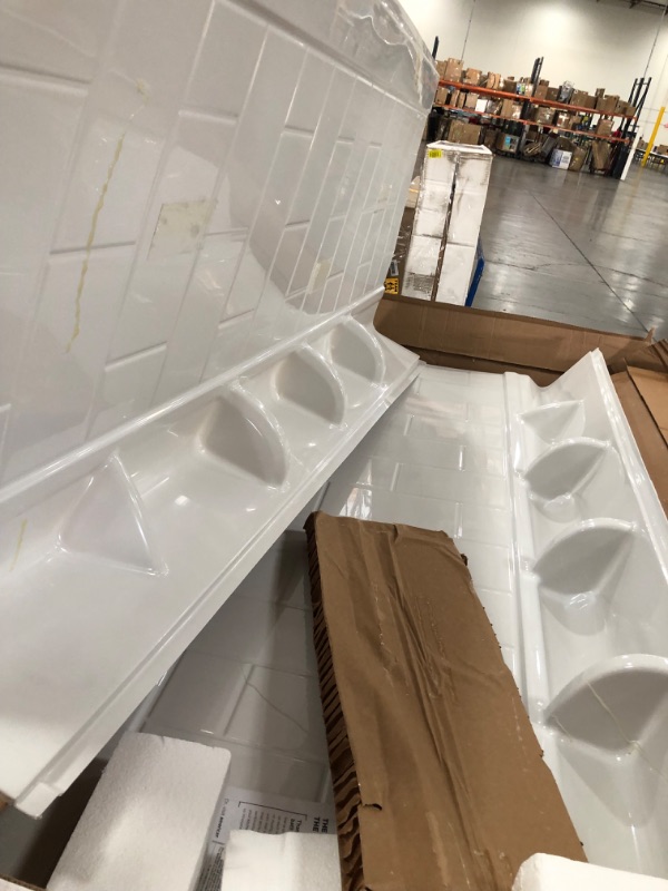 Photo 1 of (CRACKED/BENT EDGES/CORNER) American Standard Ovation Curve 60 in. W x 72 in. H 3-Piece Glue Up Alcove Subway Tile Shower Walls in Arctic White