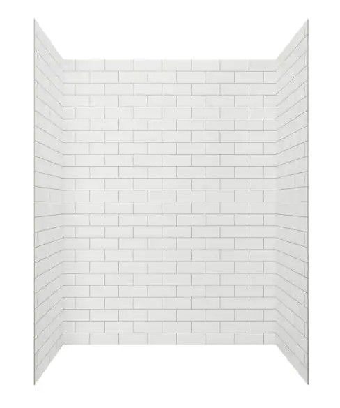 Photo 1 of (PREV. ASSEMBLED; DAMAGED CORNERS; BROKEN-OFF EDGE) American Standard Passage 32 in. x 60 in. x 72 in. 4-Piece Glue-Up Alcove Shower Wall in White Subway Tile