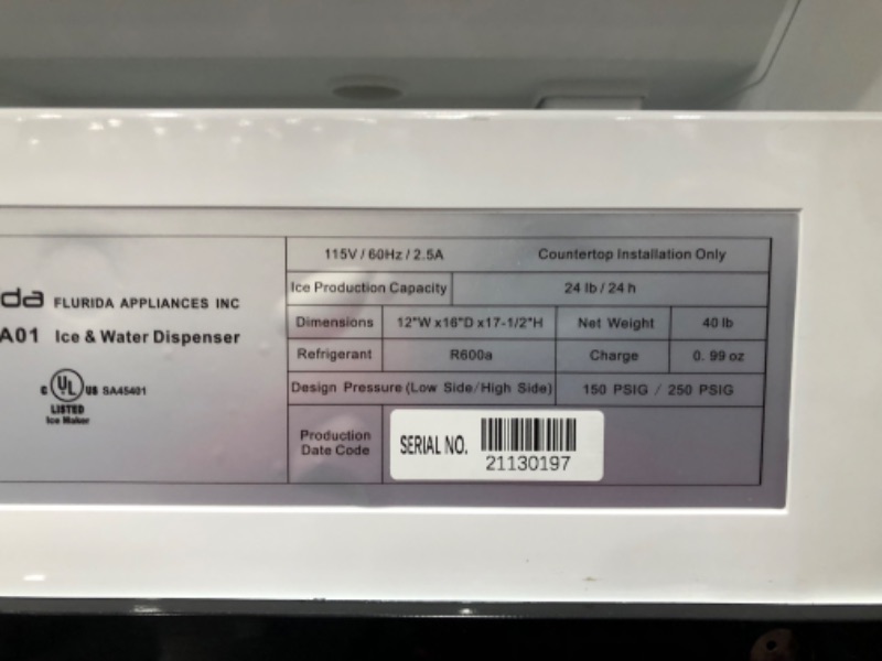 Photo 2 of (NOT FUNCTIONAL; DAMAGED ACCESSORIE; SCRATCHED) KBice Self Dispensing Countertop Nugget Ice Maker, Crunchy Pebble Ice Maker, Sonic Ice Maker?Produces Max 30 lbs of Nugget Ice per Day, Stainless Steel Display Panel
