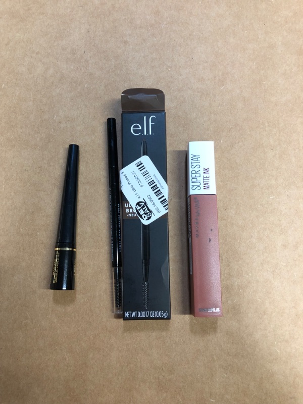 Photo 1 of 3 Pack Women's Cosmetics: loreal telescopic carbon black eyeliner, e.l.f. Ultra Precise Brow Pencil - 0.002oz, & Maybelline SuperStay Matte Ink Liquid Lipstick - 0.17 fl oz

