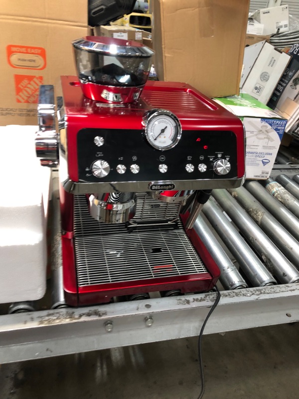 Photo 6 of (MISSING BRUSH) De'Longhi EC9335R La Specialista Espresso Machine with Sensor Grinder, Dual Heating System, Advanced Latte System & Hot Water Spout for Americano Coffee or Tea, Stainless Steel, Red

