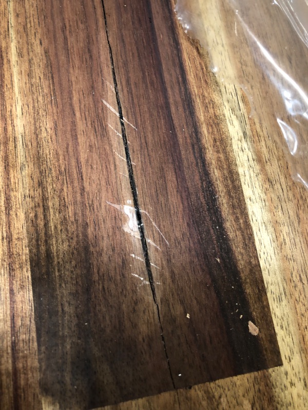 Photo 9 of (CRACKED/SCRATCHED TABLE; DAMAGED CORNERS) INTERBUILD 72-inch X 25.5-inch X 1-inch, Acacia Kitchen Countertop, Brown Hardwax Oil, Food-Safe
