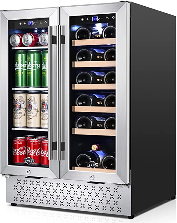 Photo 1 of  See notes
TYLZA Wine and Beverage Refrigerator, 24 Inch Built-In Dual Zone Wine and Beverage Cooler, Freestanding French Door Drink Fridge, Wine Beer Cooler Under Counter Refrigerator with Memory Temperature Control  See notes
