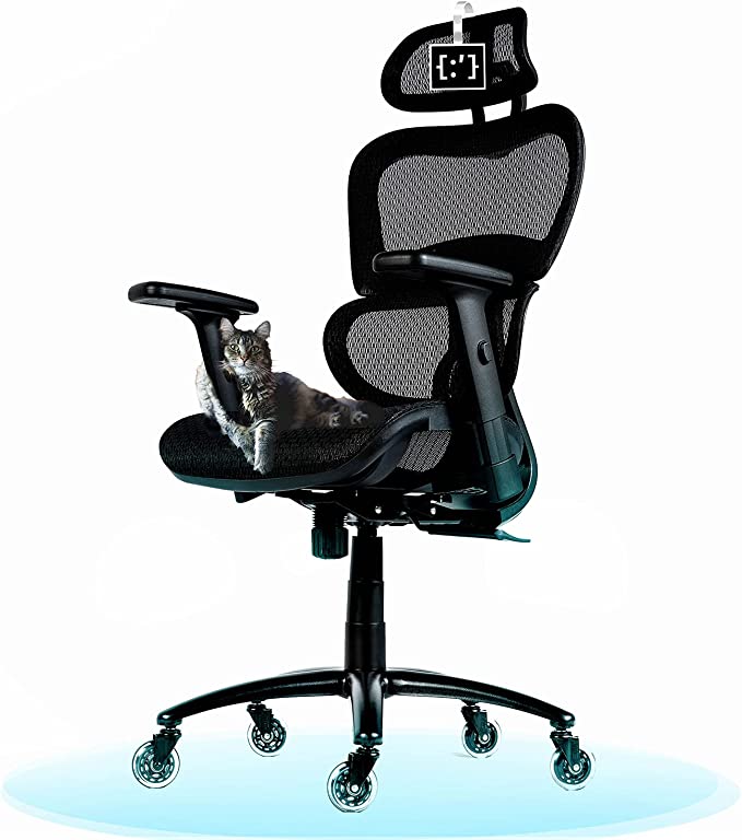 Photo 1 of ObjectChair Ergonomic Office Chair with Lumbar Support and Rollerblade Wheels, Breathable Mesh High Back - Big and Tall Office Chair, Computer Chair, Home Office Desk Chairs, Swivel Chair (Black)
