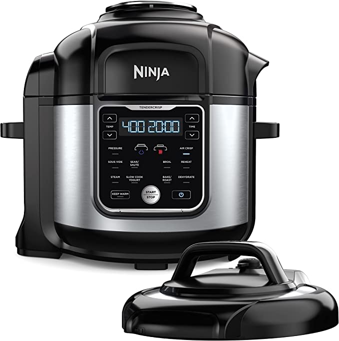 Photo 1 of Ninja OS401 Foodi 10-in-1 XL 8 qt. Pressure Cooker & Air Fryer that Steams, Slow Cooks, Sears, Sautés, Dehydrates & More, with 5.6 qt. Cook & Crisp Plate & 15 Recipe Book, Silver
