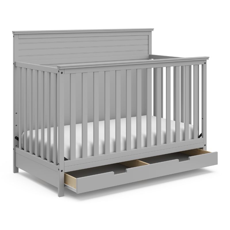 Photo 1 of Storkcraft Homestead 4-in-1 Convertible Crib with Drawer Pebble Gray
