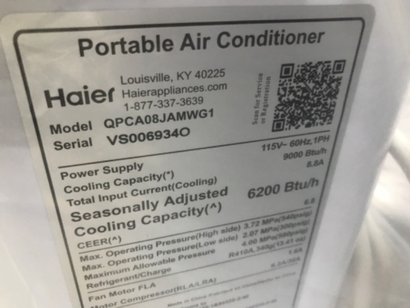 Photo 6 of Haier 9000 BTU 3-in-1 Portable Air Conditioner for Small Rooms with Remote White

