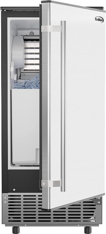 Photo 1 of KoolMore Stainless-Steel Built-in Ice Maker Machine with Large 25 lb. Cube Storage Basket, Full Cube Production, Fast Ice Making Time, Free-Standing/Under-Counter - 75lbs of Ice per Day (BIM75-BS)
