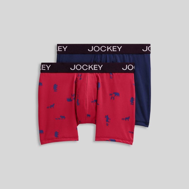 Photo 1 of  Size S Jockey Generation™ Men' 2pk Father' Day Micro Boxer Brief - Red/Navy Animal
