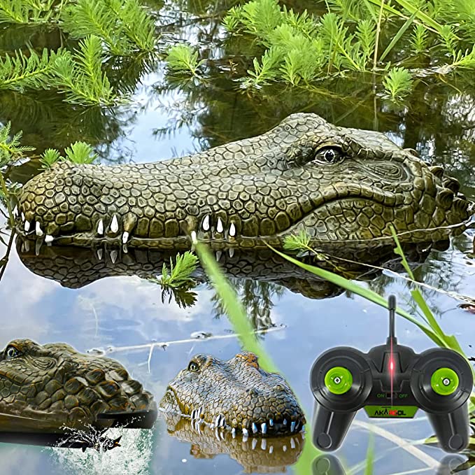 Photo 1 of (BROKEN-OFF BOTTOM EDGE) Akargol 2.4 GHz Remote Control Alligator Head Boat RC Boats for Adults and Kids - Large Decoy and Floating Crocodile Head Toy Rechargeable Battery Prank Toys Remote Controlled Boat Lake & Pool Toy
