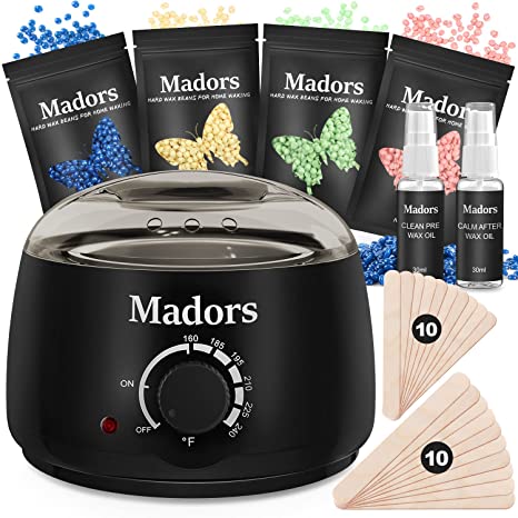 Photo 1 of (MISSING BEADS) Waxing Kit Wax Warmer for Women - Madors Wax Kit Wax Pot Wax Machine for Body Legs Eyebrows Armpits Bikini Brazilian Wax Kit with Hot Wax Beads (Black)
