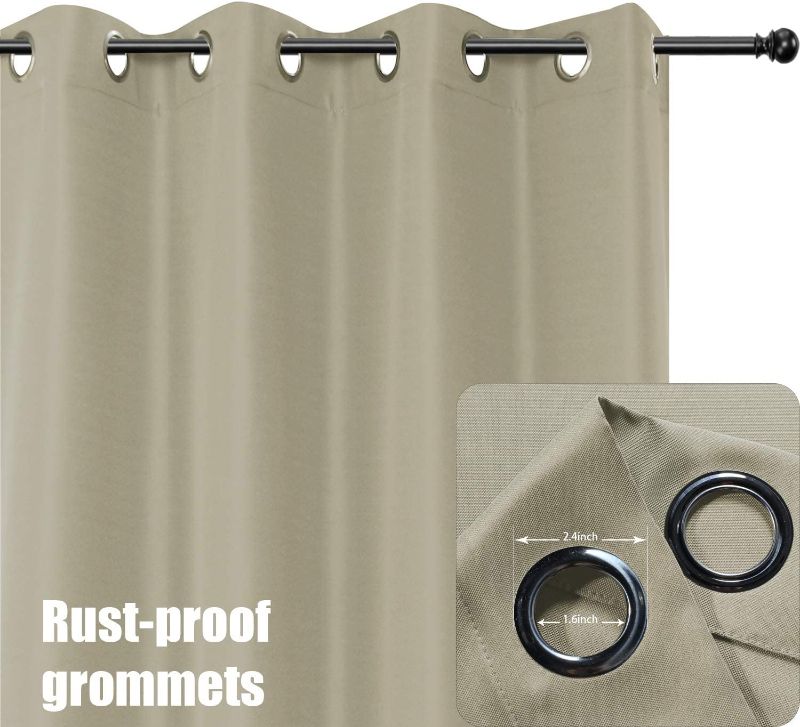 Photo 1 of BONZER Waterproof Outdoor Curtains for Patio Porch Pergola Cabana Sunlight Blocking Privacy Grommet Indoor Curtain Panels for Bedroom Living Room, 1 Panel, 54 x 84 inch, Taupe
