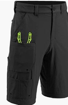 Photo 1 of FitsT4 Men’s Fishing Shorts Elastic Waist 10.5" Lightweight Quick Dry Stretch Outdoor Cargo Hiking Tactical Shorts Size (L)
