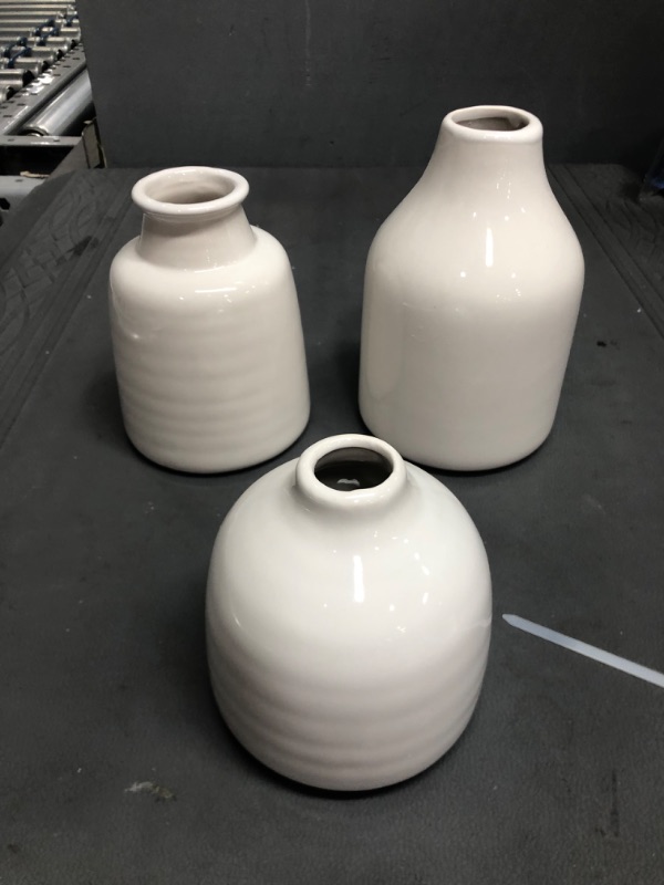 Photo 1 of 3 White Small Ceramic Vases 