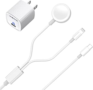 Photo 1 of 2 in 1 Apple Watch Charger MFi Certified 6.6FT Wireless iWatch Charger Magnetic Charging Cable with 20W PD Type C Fast Charger Adapter for Apple Watch Series SE/6/5/4/3/2/1 & iPhone 13/12/11/Pro/Max/8
