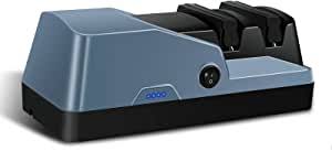 Photo 1 of UPMSX Professional Electric Knife Sharpener with Emery Wheel and 15-Degree Bevel, Restore/Repair/Polish Blades for Straight Knives, Rechargeable Electric Blade Sharpeners, 2-Stage, Blue.
