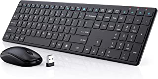 Photo 1 of (MISSING POWERCORD/MANUAL) Wireless Keyboard and Mouse, Ultra Slim Silent Keyboard with Responsive & Low Profile Keys, 2.4GHz USB Receiver, Battery Powered, Cordless Mouse Combo for Computer, PC, Chromebook - Trueque, Black
