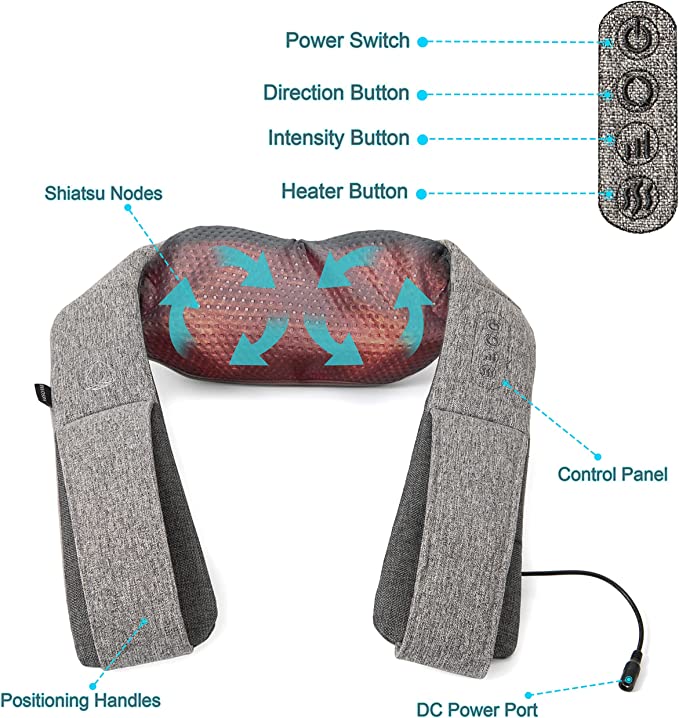 Photo 1 of (NOT FUNCTIONAL; DOESNOT POWER ON) Shiatsu Back Shoulder and Neck Massager with Heat - Deep Tissue Kneading Pillow Massage - Back Massager, Shoulder Massager, Electric Full Body Massager Gift - Massagers for Neck and Back
