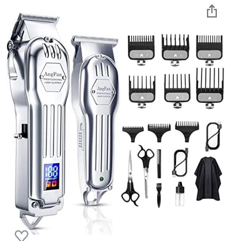 Photo 1 of (MISSING POWERPLUG) Hair Clippers for Men Professional Hair Cutting Kit Full Metal Cordless Close Cutting T-Blade Trimmer Kit with LED Display Beard Trimmer Barbers Men Women Kids Clipper Set Rechargeable Grooming Kit