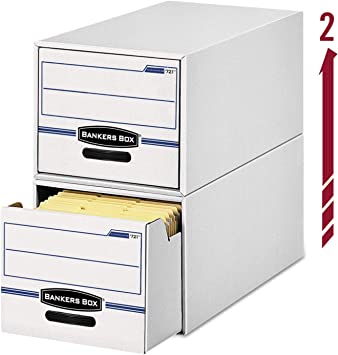 Photo 1 of Bankers Box STOR/Drawer File Drawer Storage Box, Legal, White/Blue, 6/Carton
