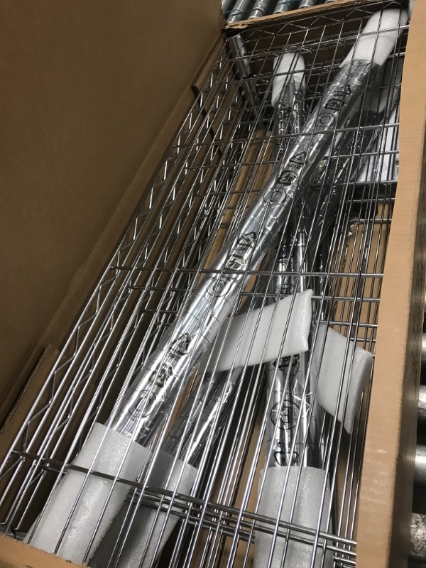 Photo 1 of Amazon Basics 5-Shelf Adjustable, Heavy Duty Storage Shelving Unit (350 lbs loading capacity per shelf), Steel Organizer Wire Rack, Chrome (36L x 14W x 72H)
