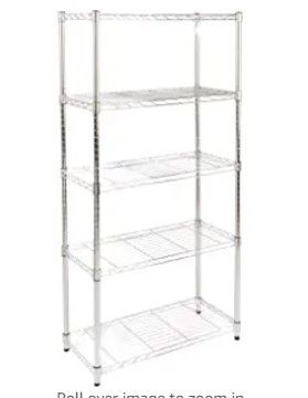 Photo 1 of Amazon Basics 5-Shelf Adjustable, Heavy Duty Storage Shelving Unit (350 lbs loading capacity per shelf), Steel Organizer Wire Rack, Chrome (36L x 14W x 72H)
