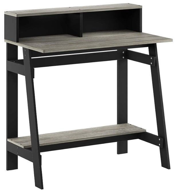 Photo 1 of Furinno Simplistic A Frame Computer Desk, Black/French Oak Grey
