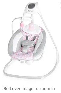 Photo 1 of Ingenuity SimpleComfort Lightweight Multi-Direction Compact Baby Swing - 6 Speeds, Nature Sounds & Vibrations - Cassidy (Pink)
