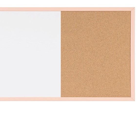 Photo 1 of MasterVision Pastel Collection Combo Dry Erase Whiteboard/Cork Bulletin Board, Salmon Colored MDF Frame, 35.43" x 23.62"
