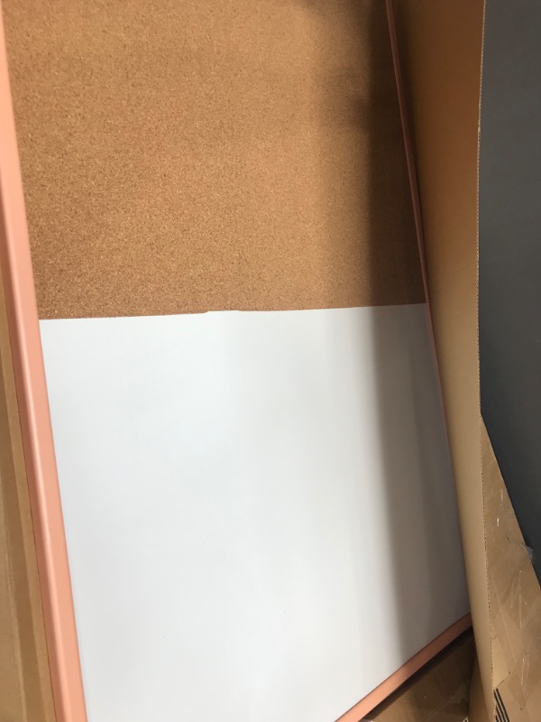 Photo 1 of MasterVision Pastel Collection Combo Dry Erase Whiteboard/Cork Bulletin Board, Salmon Colored MDF Frame, 35.43" x 23.62"

