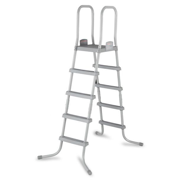 Photo 1 of  52-Inch Steel Above Ground Pool Ladder with No-Slip Steps, Gray