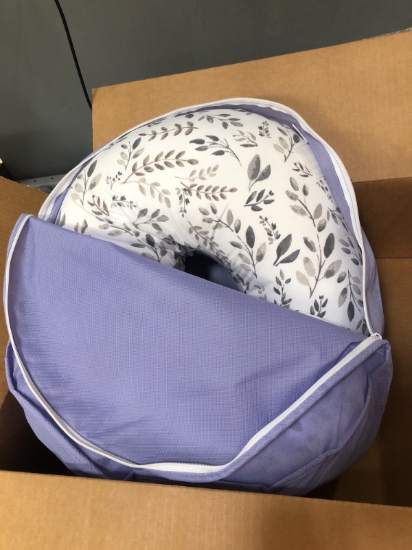 Photo 1 of Boppy Nursing Pillow and Positioner—Original | Gray Taupe Watercolor Leaves | Breastfeeding, Bottle Feeding, Baby Support | with Removable Cotton Blend Cover | Awake-Time Support
