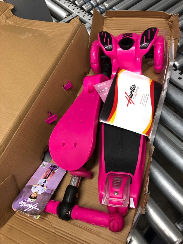 Photo 2 of 3 Wheeled Scooter for Kids - Stand & Cruise Child/Toddlers Toy Folding Kick Scooters w/Adjustable Height, Anti-Slip Deck, Flashing Wheel Lights, for Boys/Girls 2-12 Year Old - Hurtle HURFS56
