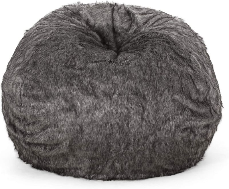 Photo 1 of Christopher Knight Home Schley 5 Foot Bean Bag - Short Faux Fur - Dark Grey/Light Grey
