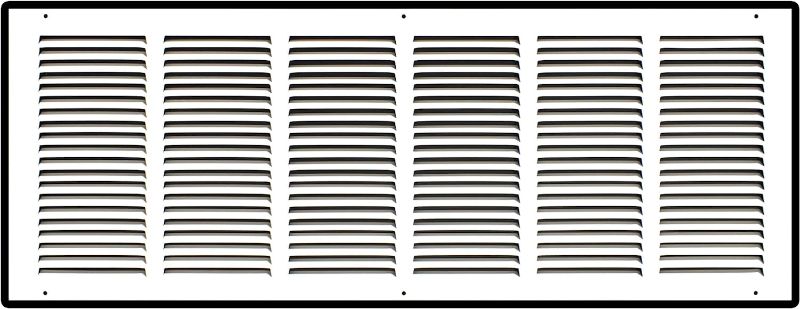 Photo 1 of 30"W x 12"H [Duct Opening Measurements] Steel Return Air Grille (HD Series) Vent Cover Grill for Sidewall and Ceiling, White | Outer Dimensions: 31.75"W X 13.75"H for 30x12 Duct Opening
