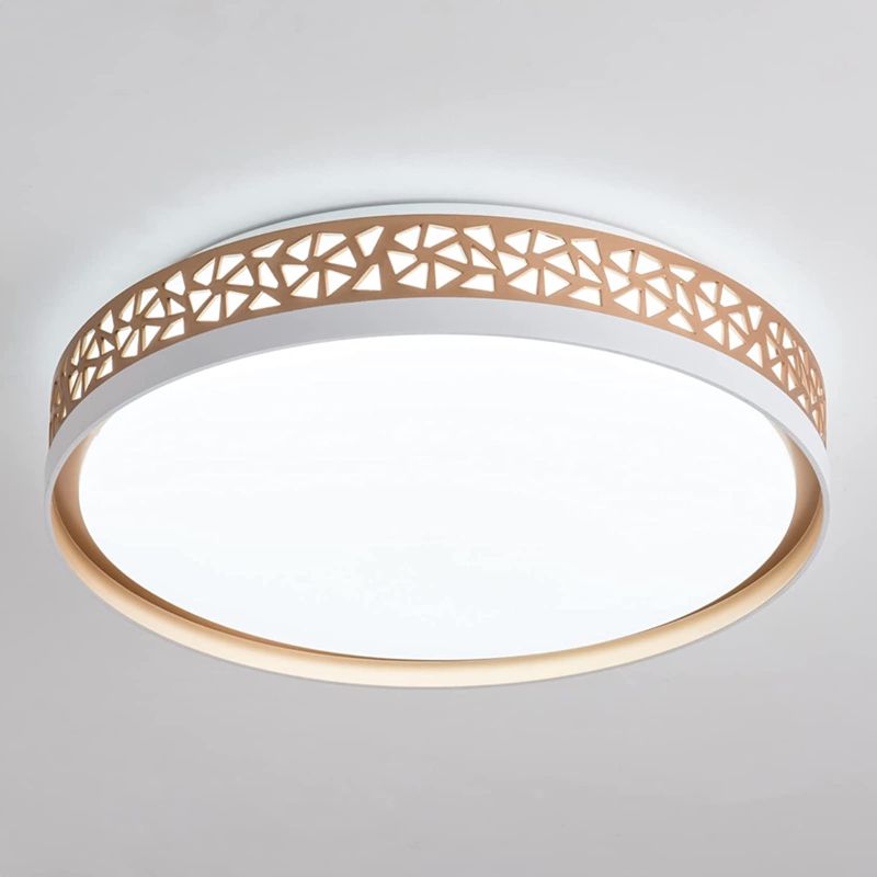 Photo 1 of 15.8 Inch Flush Mount Ceiling Light, Gold LED Ceiling Lighting Fixture 30W 6000K Warm White Modern Round Ceiling Lamp, for Bedroom Living Room Hallway Kitchen
