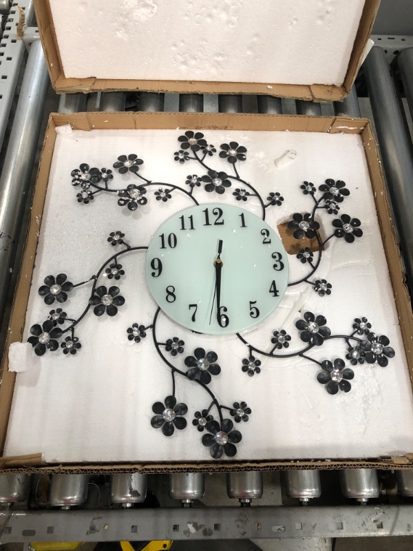 Photo 1 of 20x20 black flower wall clock 