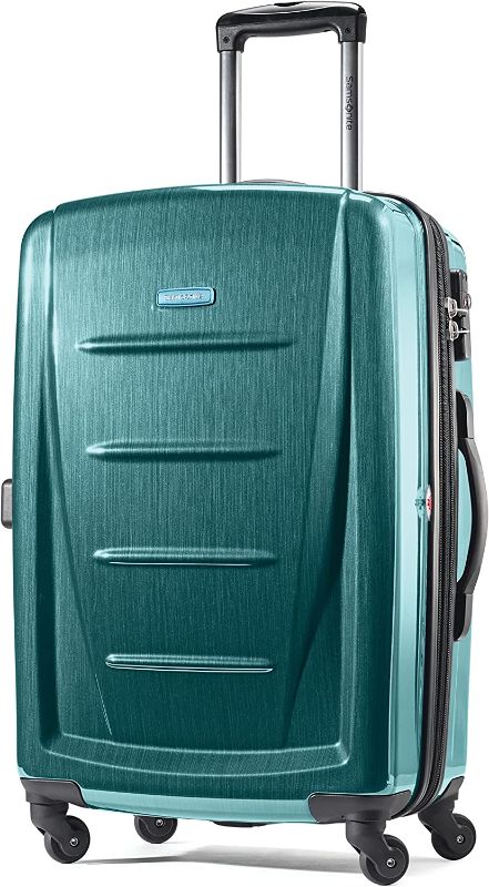 Photo 1 of Samsonite Winfield 2 Hardside Expandable Luggage with Spinner Wheels, Checked-Medium 24-Inch, Cactus Green
