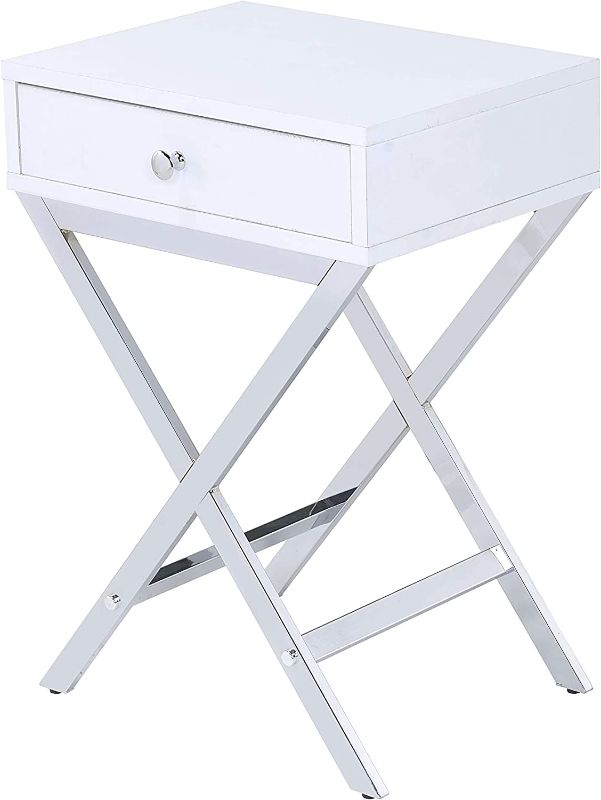 Photo 1 of ACME Coleen Side Table - - White & Chrome
