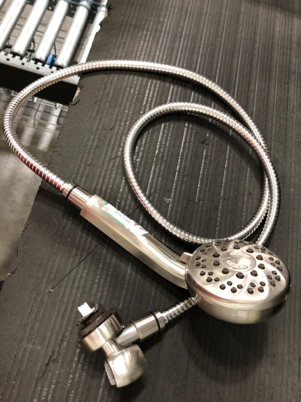 Photo 1 of **MISSING PARTS* DAMAGED* Waterpik
Height Select 7-Spray Patterns with 1.8 GPM 4 in. Height Select Wall Mount Handheld Shower Head in Brushed Nickel