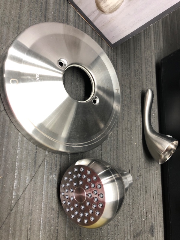 Photo 2 of **PARTS ONLY**SHOWER HEAD AND BASE PLATE AND HANDLE** Glacier Bay Builders Single-Handle 1-Spray Pressure Balance Shower Faucet in Brushed Nickel (Valve Included)
