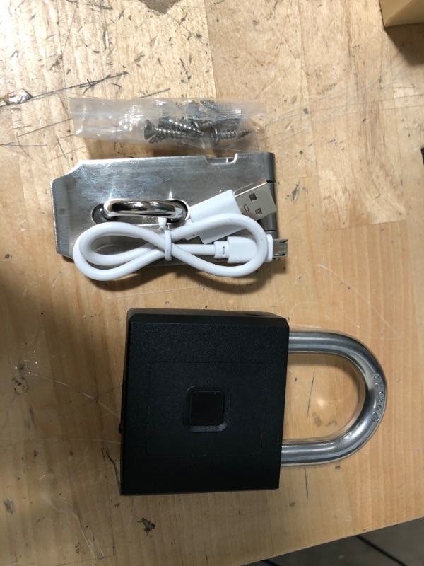 Photo 2 of eLinkSmart Fingerprint App Padlock, Opening by Fingerprint or Remote via Phone App, Keyless Big Size Heavy Padlock, Schedule, Unlock Record, Waterproof, Battery Indicator, USB Chargable
