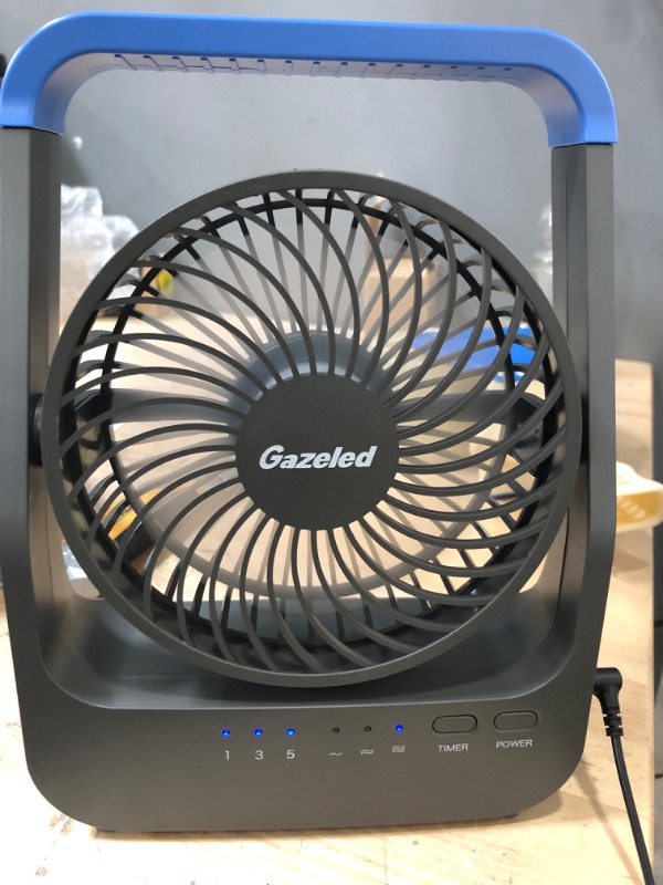 Photo 2 of Battery Operated Fan, Camping Fan Battery Powered, Super Long Lasting, Portable D-Cell Battery Powered Desk Fan with Timer, 3 Speeds, Quiet, 180° Rotation, for Office,Bedroom,Outdoor, 5'', Blue
