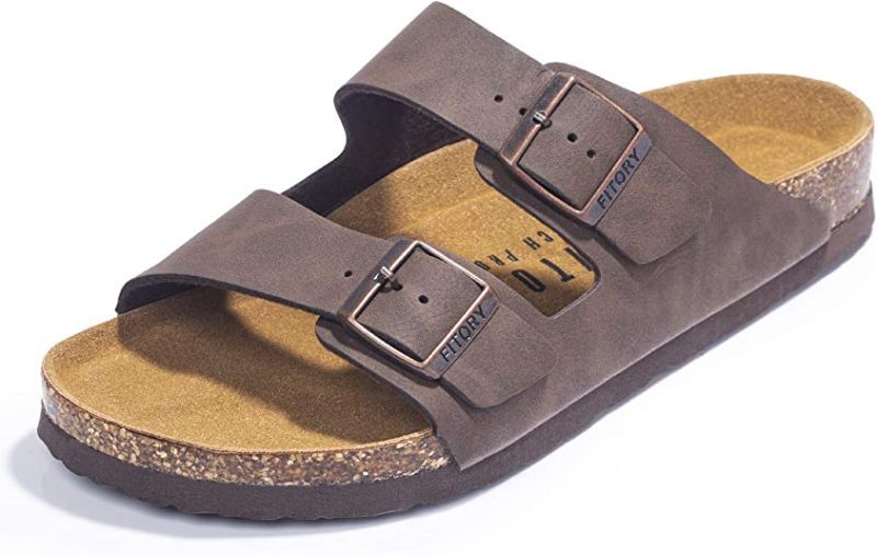 Photo 1 of FITORY Mens Sandals, Arch Support Slides with Adjustable Buckle Straps and Cork Footbed Size 7-13
