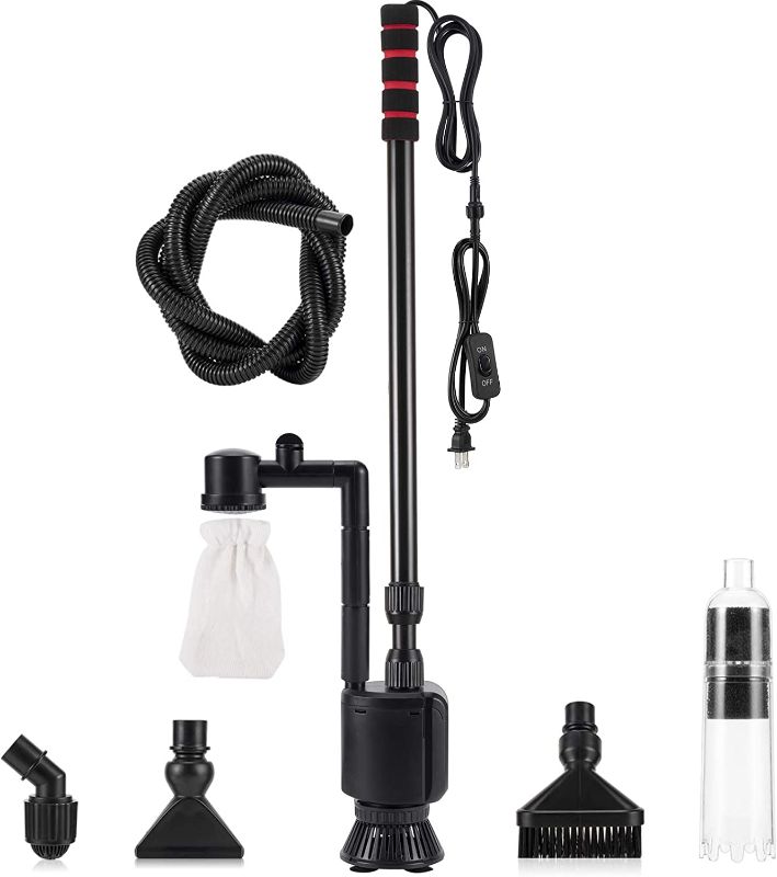 Photo 1 of AQQA Aquarium Gravel Cleaner Siphon Kit,6 in 1 Electric Automatic Removable Vacuum Water Changer?Multifunction Wash Sand Suck The Stool Filter 110V/20W 320GPH
