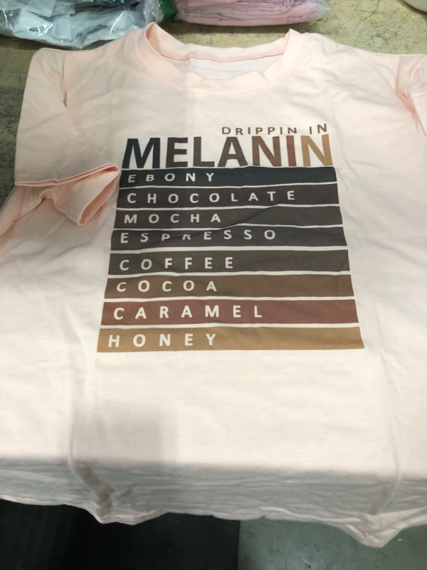 Photo 2 of GFH Drippin in Melanin T-Shirt Afro Women Funny Letter Print Tshirts Black Queen Graphic Tee Tops Short Sleeve Shirt, MEDIUM
