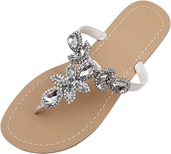 Photo 1 of Hinyyrin Available in 13 Colors,Rhinestone Sandals,Women's Flat Sandals,Flip Flop,Jeweled Sandals 7.5
