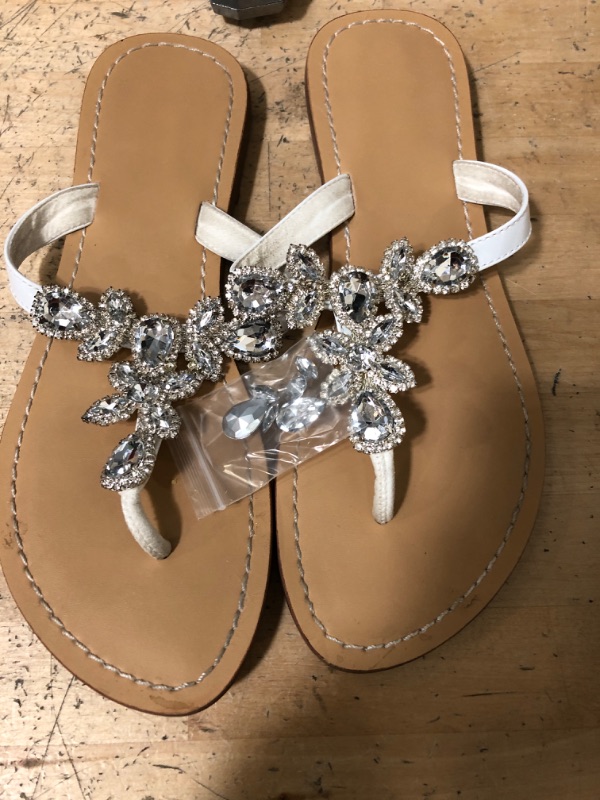 Photo 2 of Hinyyrin Available in 13 Colors,Rhinestone Sandals,Women's Flat Sandals,Flip Flop,Jeweled Sandals 7.5
