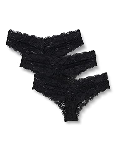 Photo 1 of Iris & Lilly Women's Lace Cheeky Brazilian Underwear, Pack of 3, Black, Medium
