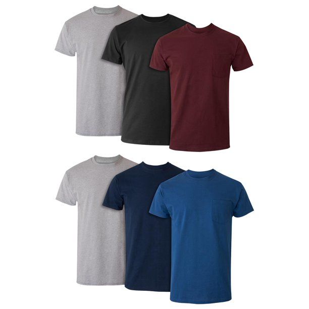 Photo 1 of Hanes Men's Value Pack Assorted Pocket T-Shirt Undershirts, 6 Pack 2XL
